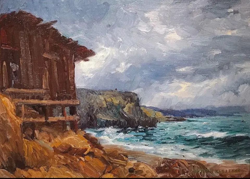 Joseph Kleitsch, Boathouse at Canyon Cove, oil on canvas